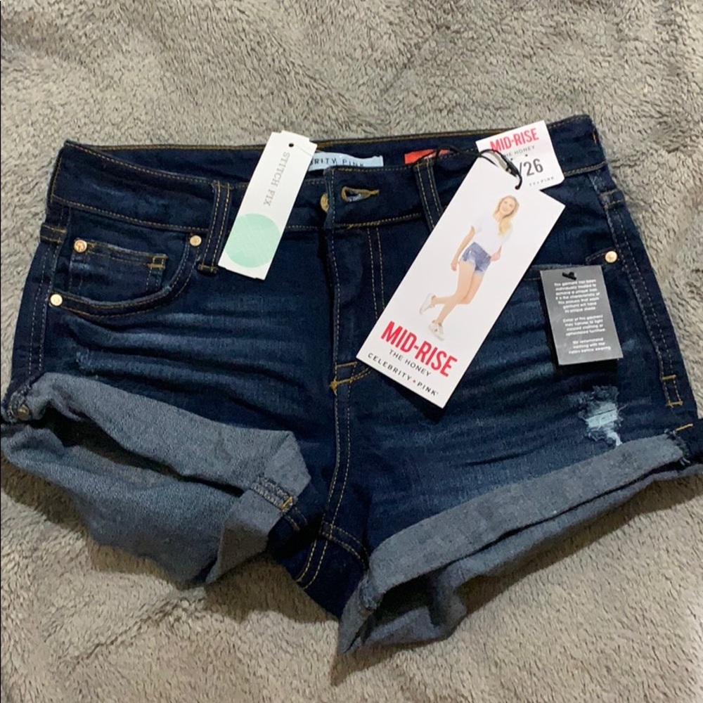 Mid rise jean shorts